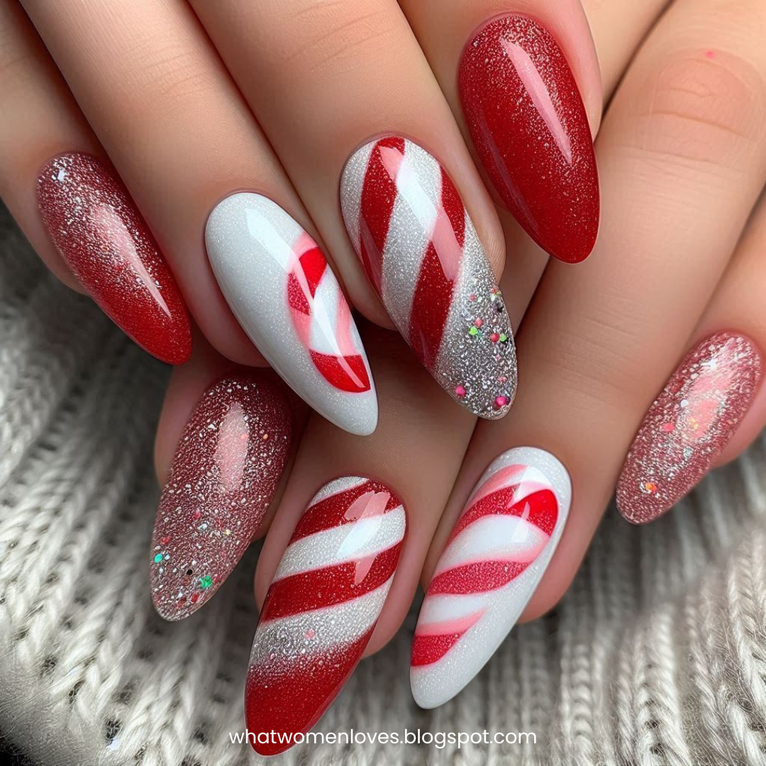 30 Candy Cane Nails Ideas
